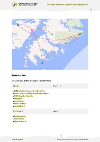 example page 4 from our offline Travel Guide for Falkland Islands